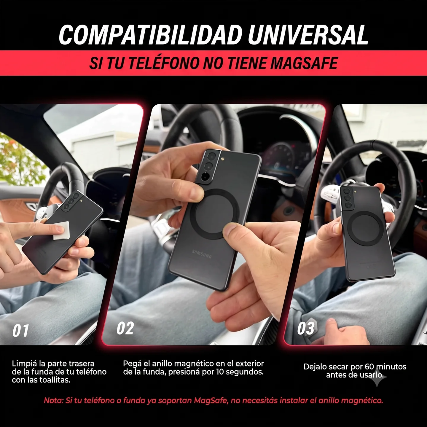 Cómo instalar el anillo magnético si tu teléfono no tiene MagSafe, en 3 pasos